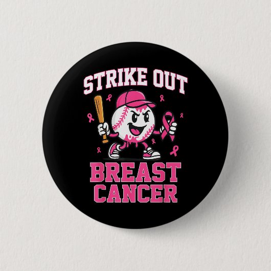 Strike Out Borstkanker Honkbal Ijs Drip Ronde Button 5,7 Cm (Voorkant)