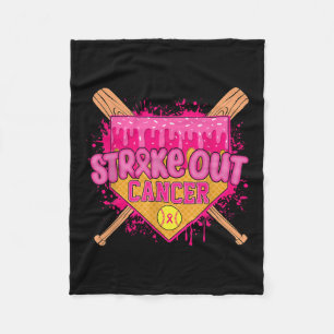 Strike Out Borstkanker Krijger Softbal Drip Thuis Fleece Deken