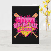 Strike Out Borstkanker Krijger Softball Drip Thuis Kaart (Gele Bloem)