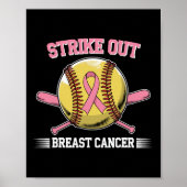Strike Out Borstkanker Softball Fight Awareness Poster (Voorkant)