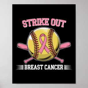 Strike Out Borstkanker Softball Fight Awareness Poster