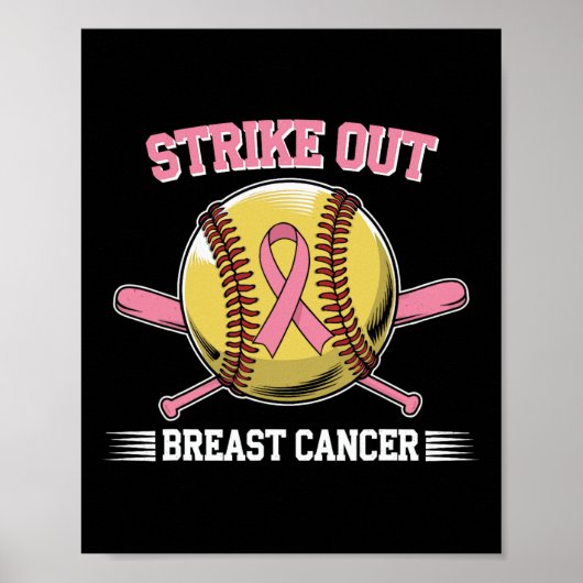 Strike Out Borstkanker Softball Fight Awareness Poster (Voorkant)