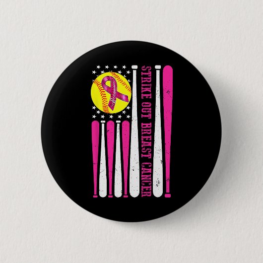 Strike Out Borstkanker Softll Bestrijd Bewustzijn Ronde Button 5,7 Cm (Voorkant)