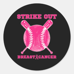 Strike Out Borstkanker Verkoop Bewustzijn Roze Out Ronde Sticker
