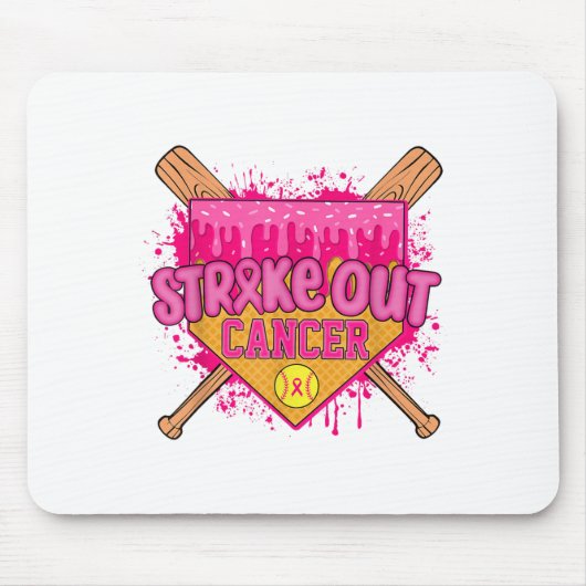 Strike Out Borstkanker Warrior Softbal Drip Home Muismat (Voorkant)