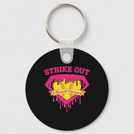 Strike Out Borstkanker Zachte Borstkanker Bewustzi Sleutelhanger (Voorkant)