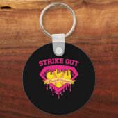 Strike Out Borstkanker Zachte Borstkanker Bewustzi Sleutelhanger (Voorkant)