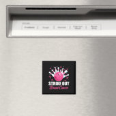 Strike Out Bowling Ball Pins Borstkanker Roze Ri Magneet (Insitu (Vaatwasser))