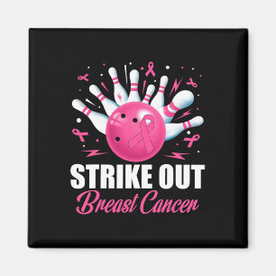 Strike Out Bowling Ball Pins Borstkanker Roze Ri Magneet