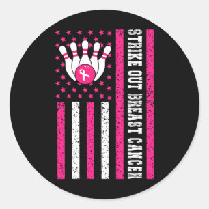 Strike Out Bowling Ribbon Verenigde Staten Vlag Bo Ronde Sticker