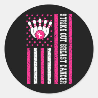 Strike Out Bowling Ribbon Verenigde Staten Vlag Bo Ronde Sticker