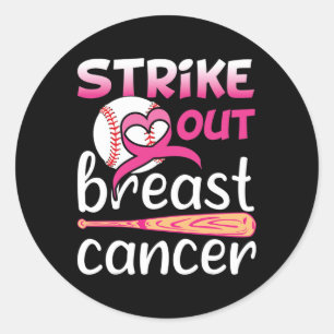 Strike Out Breast Cancer Awareness Baseball Softba Ronde Sticker
