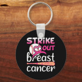 Strike Out Breast Cancer Awareness Baseball Softba Sleutelhanger (Voorkant)