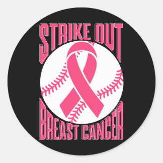 Strike Out Breast Cancer Awareness Day Pink Ribbon Ronde Sticker