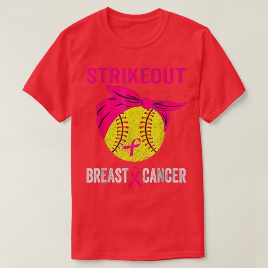 Strike Out Breast Cancer Awareness Day Pink Ribbon T-shirt (Design voorkant)