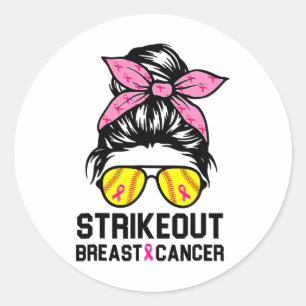Strike Out Breast Cancer Awareness Softball Mam Wo Ronde Sticker