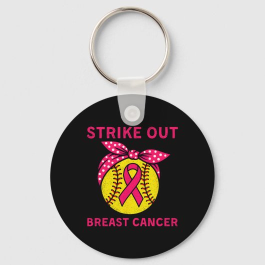 Strike Out Breast Cancer Awareness Softll Coquette Sleutelhanger (Voorkant)