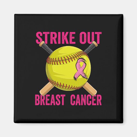 Strike Out Breast Cancer Awareness Softll Fighters Magneet (Voorkant)