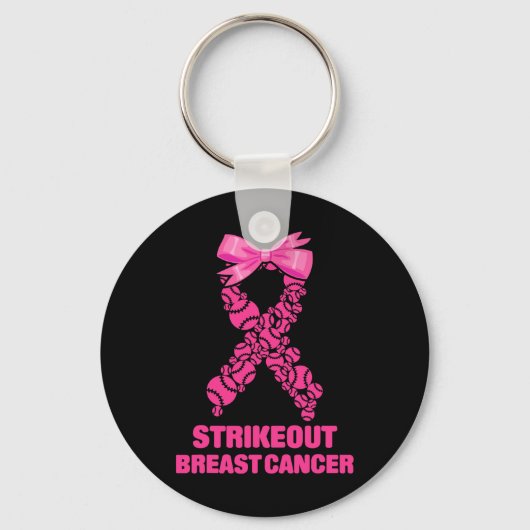Strike Out Breast Cancer Awareness Softll Fighters Sleutelhanger (Voorkant)