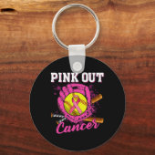 Strike Out Breast Cancer Awareness Softll Pink Wom Sleutelhanger (Voorkant)