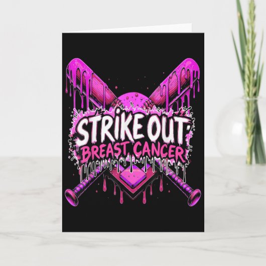 Strike Out Breast Cancer Baseball Softball Drip Ho Kaart (Voorkant)