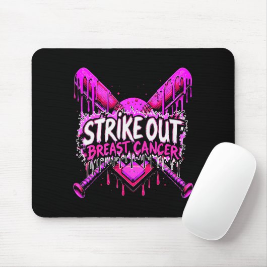 Strike Out Breast Cancer Baseball Softball Drip Ho Muismat (Met muis)
