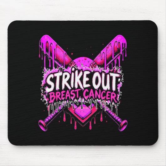 Strike Out Breast Cancer Baseball Softball Drip Ho Muismat (Voorkant)