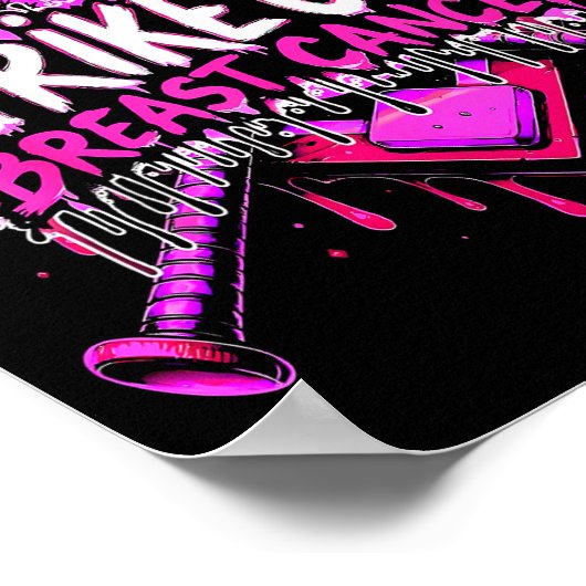 Strike Out Breast Cancer Baseball Softball Drip Ho Poster (Hoek)