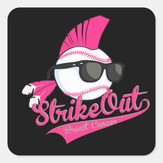 "Strike Out" Breast Cancer Grey Sticker (Voorkant)