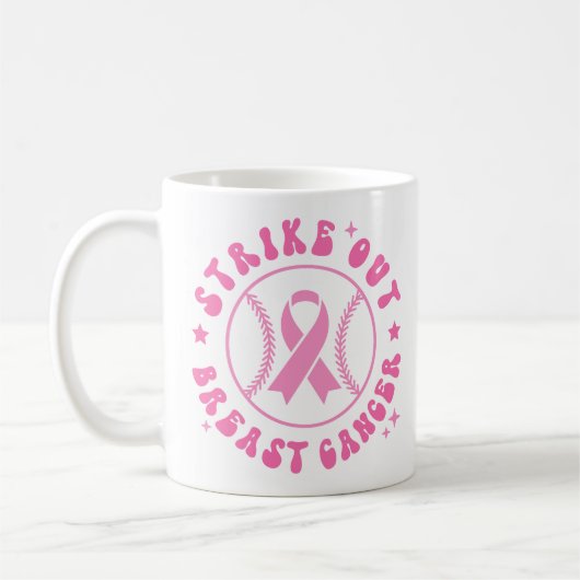 Strike Out Breast Cancer Pink Ribbon Awareness Koffiemok (Links)