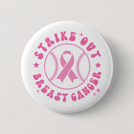 Strike Out Breast Cancer Pink Ribbon Awareness Ronde Button 5,7 Cm (Voorkant)