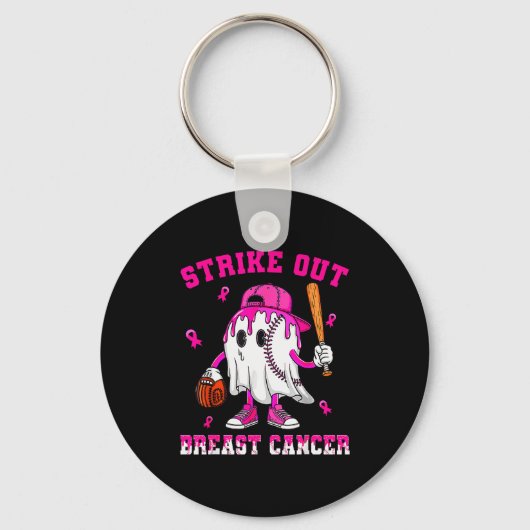 Strike Out Breast Cancer Shirt Boy Baseball Drip N Sleutelhanger (Voorkant)