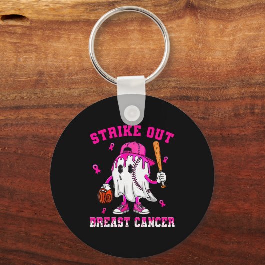 Strike Out Breast Cancer Shirt Boy Baseball Drip N Sleutelhanger (Voorkant)