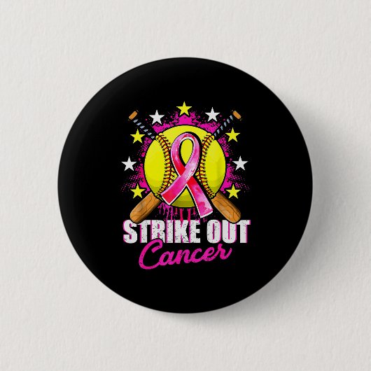 Strike Out Breast Cancer Warrior Softball Nk Ribbo Ronde Button 5,7 Cm (Voorkant)