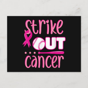 Strike Out Cancer Softball Ball Mammogram Roze Briefkaart