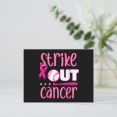 Strike Out Cancer Softball Ball Mammogram Roze Briefkaart (Staand voorkant)