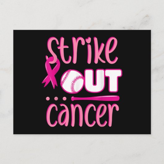 Strike Out Cancer Softball Ball Mammogram Roze Briefkaart (Voorkant)