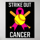 Strike Out Cancer Softball Roze lintspel C Poster (Voorkant)