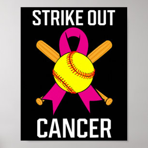 Strike Out Cancer Softball Roze lintspel C Poster