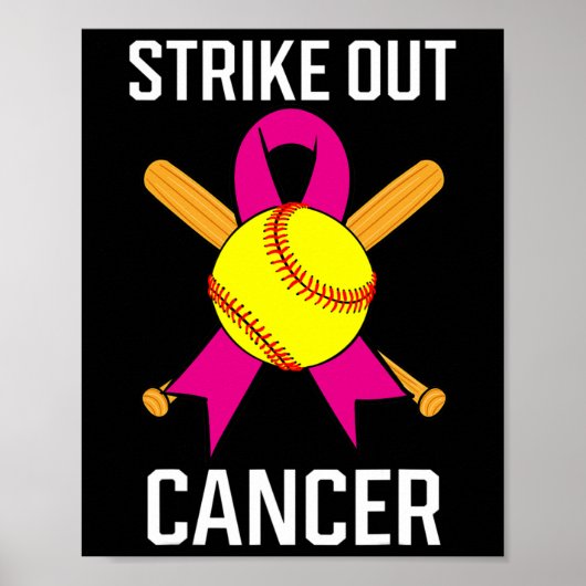Strike Out Cancer Softball Roze lintspel C Poster (Voorkant)