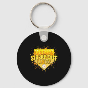 Strike Out Childhood Cancer Boys Baseball Drip Gol Sleutelhanger