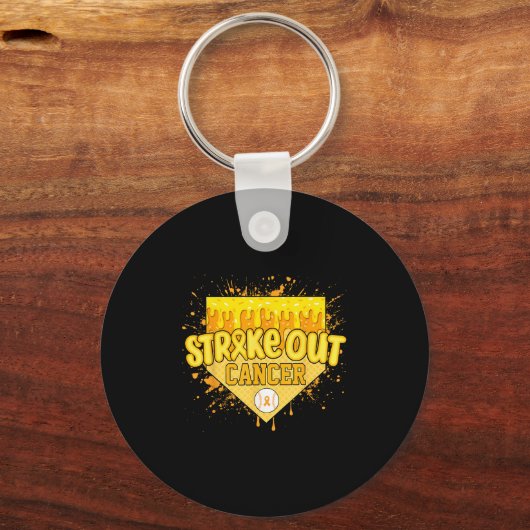 Strike Out Childhood Cancer Boys Baseball Drip Gol Sleutelhanger (Voorkant)