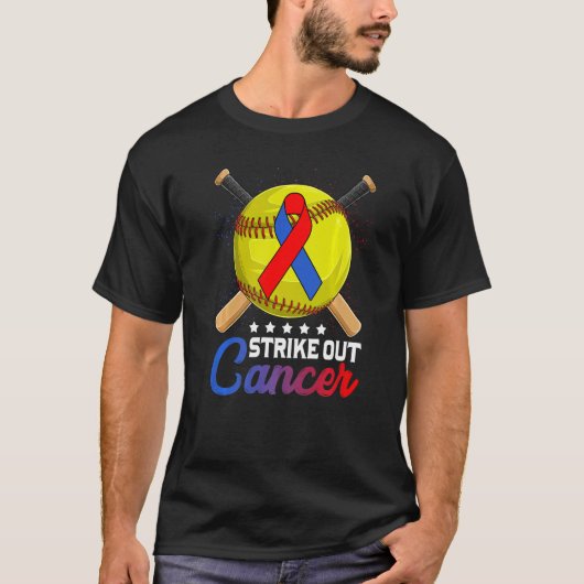 Strike Out Pulmonary Fibrosis Awareness Red Blue R T-shirt (Voorkant)