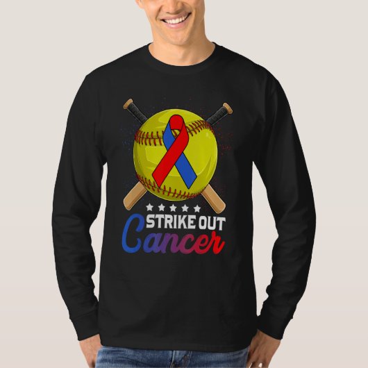 Strike Out Pulmonary Fibrosis Awareness Red Blue R T-shirt (Voorkant)