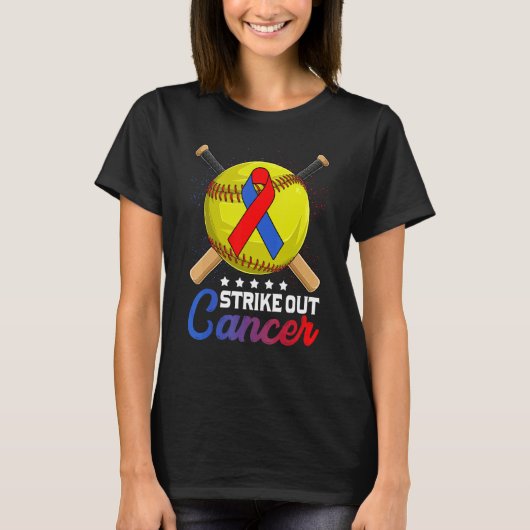 Strike Out Pulmonary Fibrosis Awareness Red Blue R T-shirt (Voorkant)