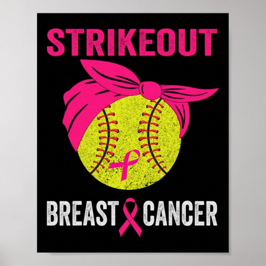 Strike Out Zachte Borstkanker Bewustzijn Rommelige Poster (Voorkant)