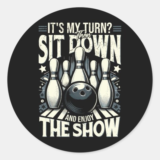 Strike Pin Bowling Ronde Sticker (Voorkant)
