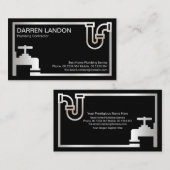 Strike Retro Silver Plumbing Icon Border Plumber Visitekaartje (Voorkant / Achterkant)