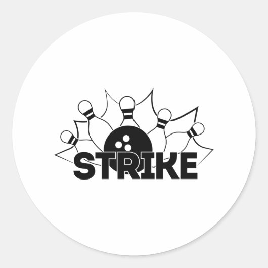 Strike Sign Bowling Print Ronde Sticker (Voorkant)