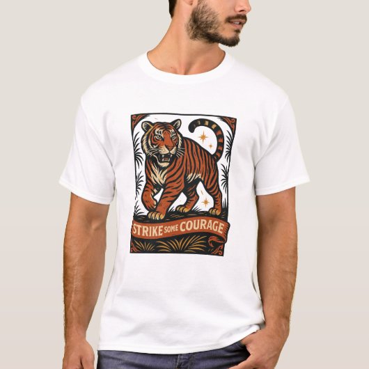 Strike Some Courage Tiger Badge T-Shirt (Voorkant)